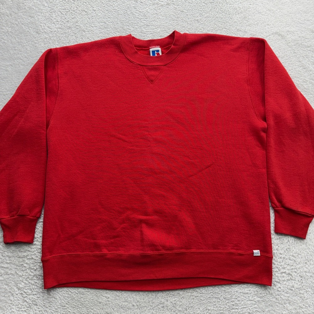 Vintage Russell Athletic Red Crewneck Sweatshirt Made in USA Mens XL‎ 90s Blank